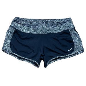 NIKE Athletic DRI-FIT Black Patterned Shorts Women's Size M Mid Rise Pull On